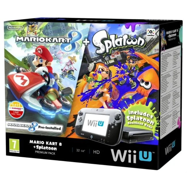  Nintendo Wii U 32GB Premium Mario Kart 8 + Splatoon Bundle