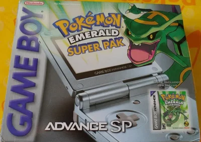 Nintendo Game Boy Advance SP Pokemon Emerald Rayquaza Bundle