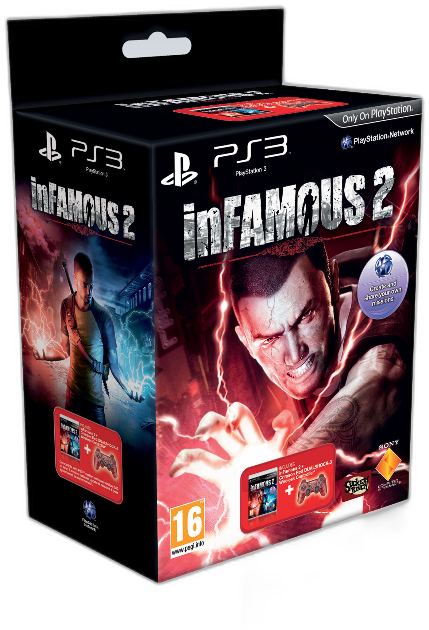  Sony PlayStation 3 inFAMOUS 2 Dualshock 3 Crimson Red Bundle
