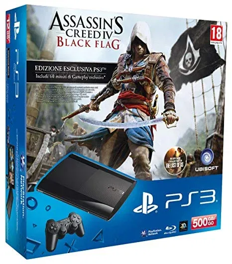  Sony Playstation 3 Super Slim Assassin's Creed Black Flag Bundle