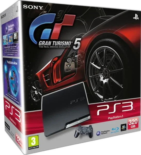  Sony Playstation 3 Slim Gran Turismo 5 Black Bundle