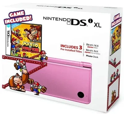 Nintendo DSi XL Pink Mario vs Donkey Kong Bundle
