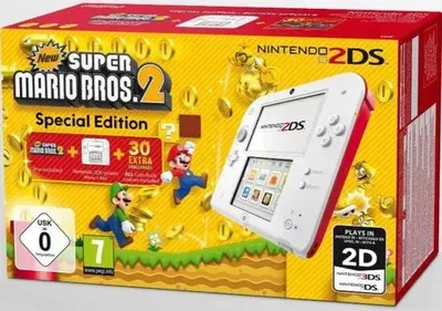 Nintendo 2DS New Super Mario Bros 2 White Red Bundle