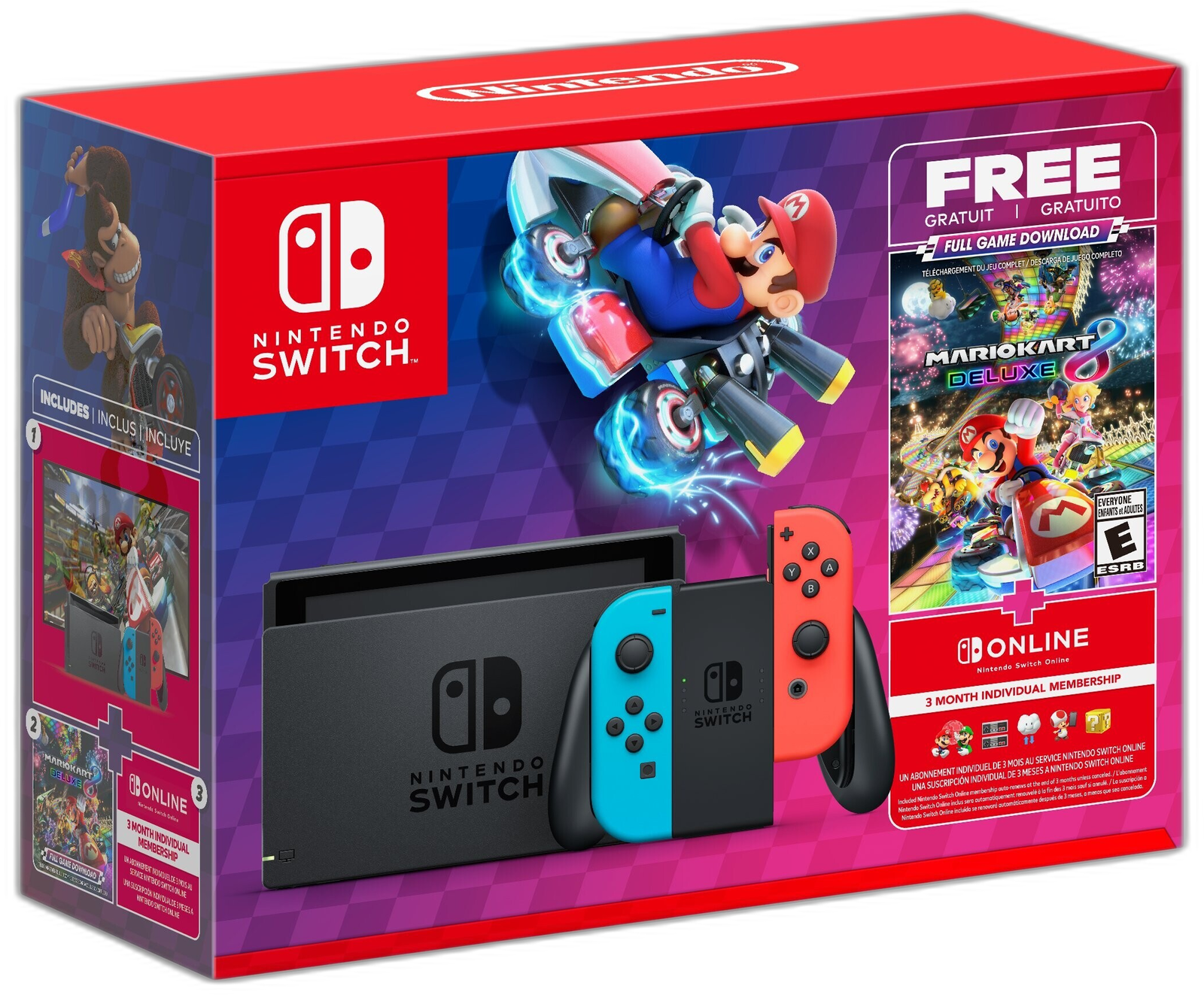  Nintendo Switch Neon Mario Kart 8 Deluxe + 3 Month Nintendo Switch Online Alt Art Bundle [NA]