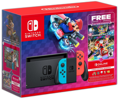 Nintendo Switch Neon Mario Kart 8 Deluxe + 3 Month Nintendo Switch Online Alt Art Bundle [NA]