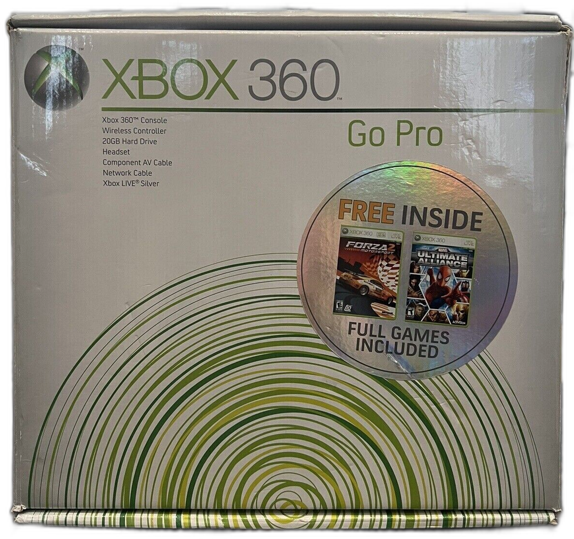  Microsoft Xbox 360 Go Pro Forza Motorsport 2 + Marvel Ultimate Alliance Bundle