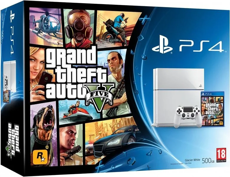  Sony Playstation 4 GTA V White Bundle