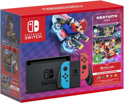 Nintendo Switch Neon Mario Kart 8 Deluxe + 3 Month Nintendo Switch Online Alt Art Bundle [BR]