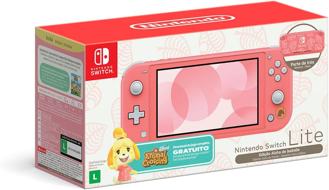  Nintendo Switch Lite Coral Isabelle&#039;s Aloha Console [BR]
