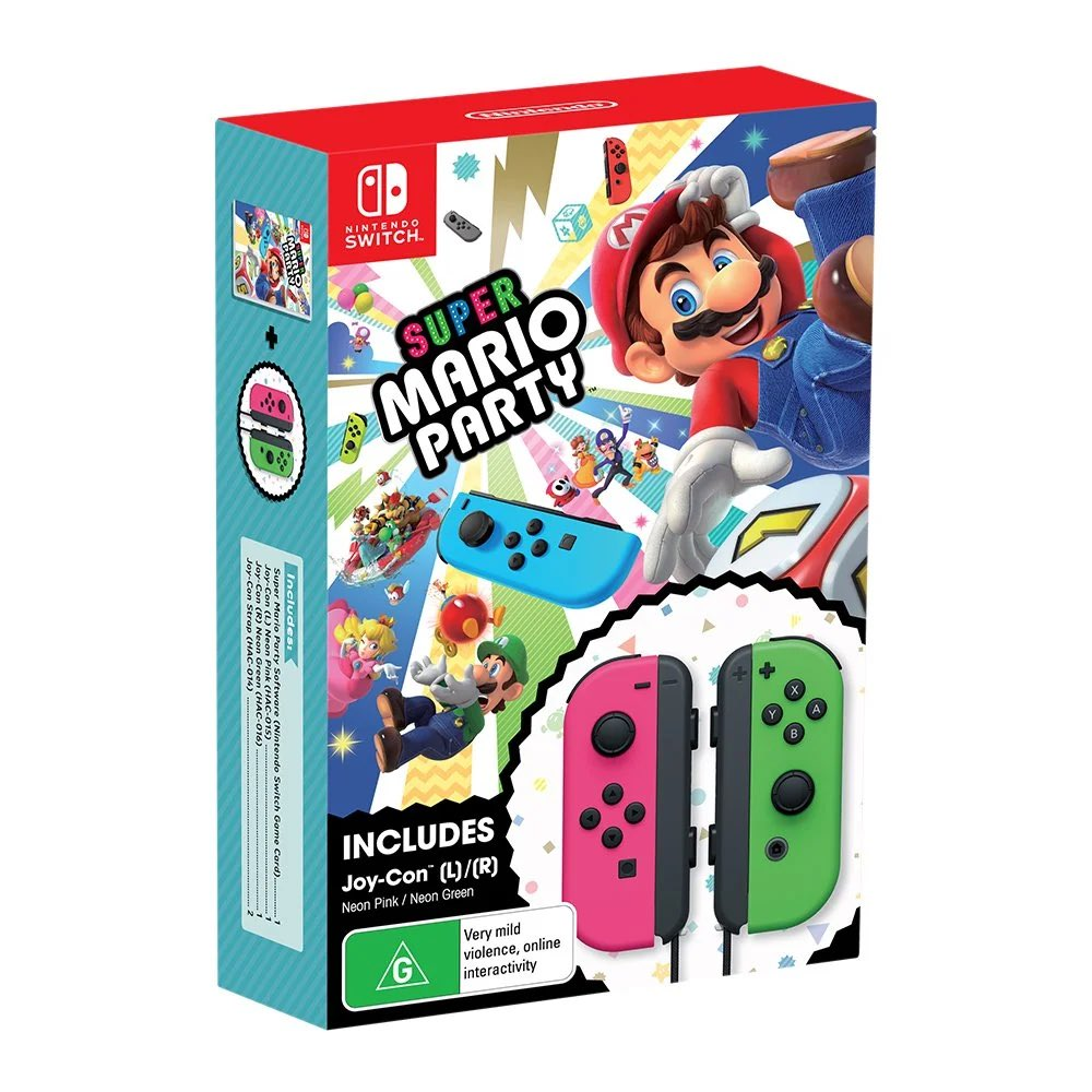  Nintendo Switch Pink / Green Joy-Con Super Mario Party Bundle [AUS]