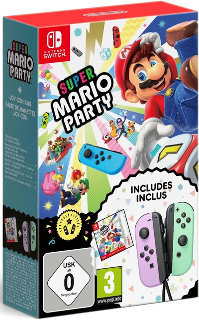 Nintendo Switch Pastel Purple / Green Super Mario Party Bundle