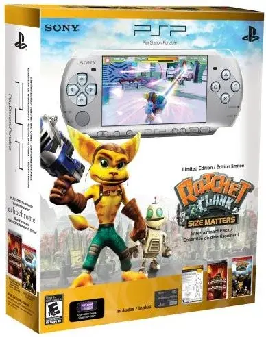 Sony PSP 3000 Silver Ratchet and Clank Size Matters Bundle