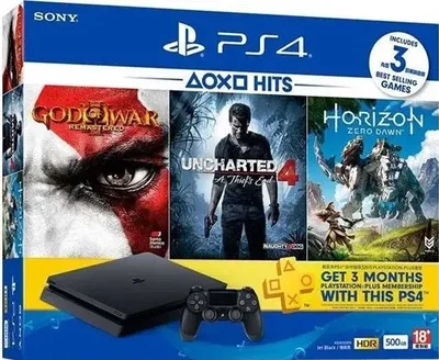 Sony PlayStation 4 Slim God of War + Uncharted 4 + Horizon Bundle
