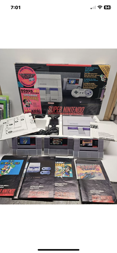 SNES Super Mario World + F-Zero and Super Mario Allstars Bundle