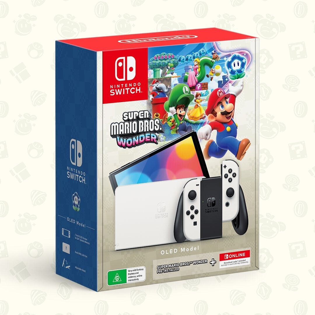  Nintendo Switch OLED Model Super Mario Bros. Wonder + Nintendo Switch Online Bundle [AUS]