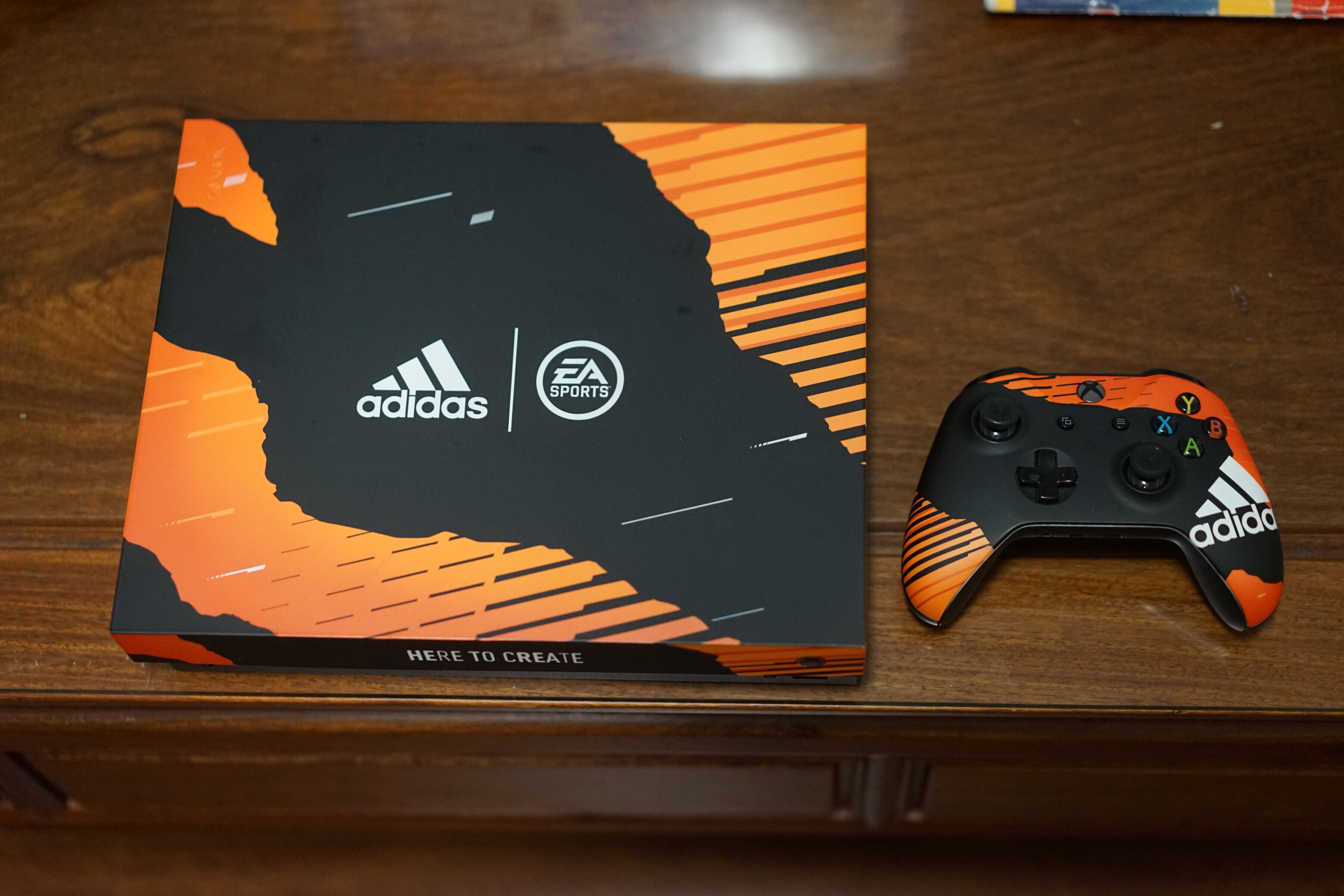  Microsoft Xbox One X Adidas EA Sports Orange and Black Console