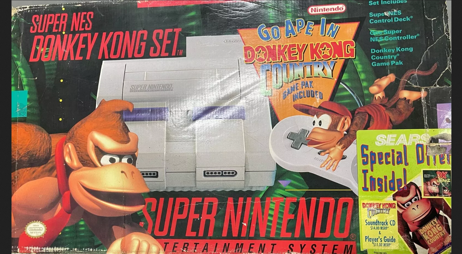  Nintendo SNES Donkey Kong Sears Bundle