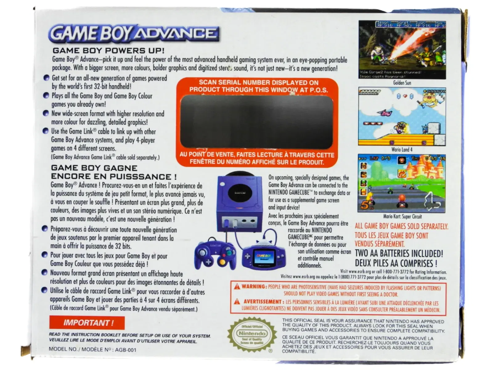 Nintendo Gameboy Advance Golden Sun Console