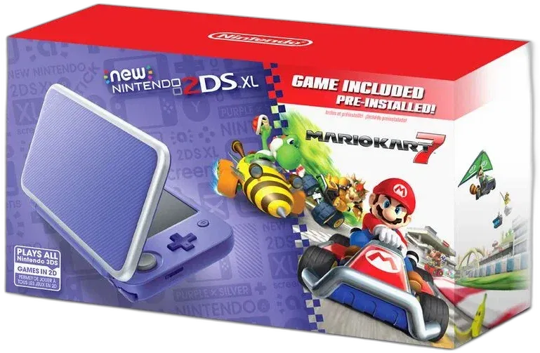  New Nintendo 2DS XL Mario Kart 7 Purple &amp; Silver Console