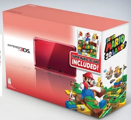  Nintendo 3DS Super Mario 3D Land Red Bundle
