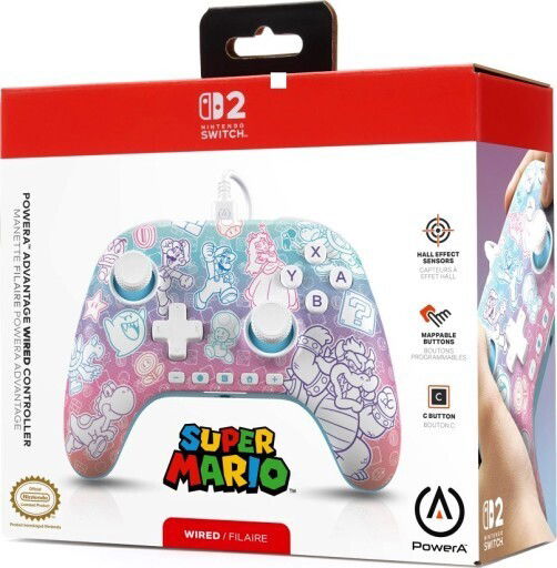  Nintendo Switch 2 Powera Advantage Wired Controller Super Mario edition