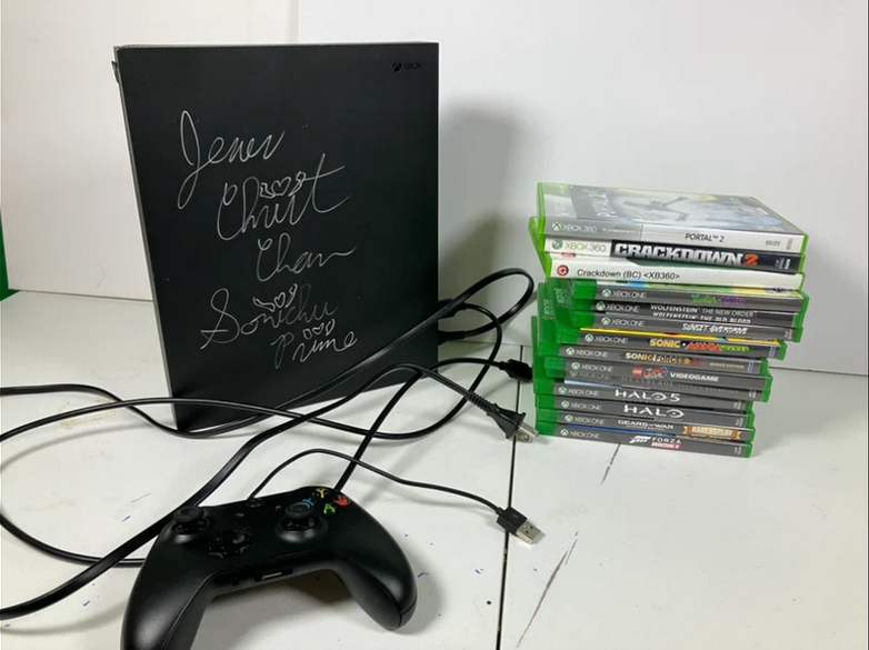  Microsoft Xbox One X Signed by Jesus Christ Weston Chandler Sonichu Prime With 16 Games Bundle