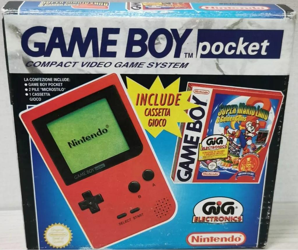  Nintendo Game Boy Pocket Red Super Mario Land 2 Bundle [IT]