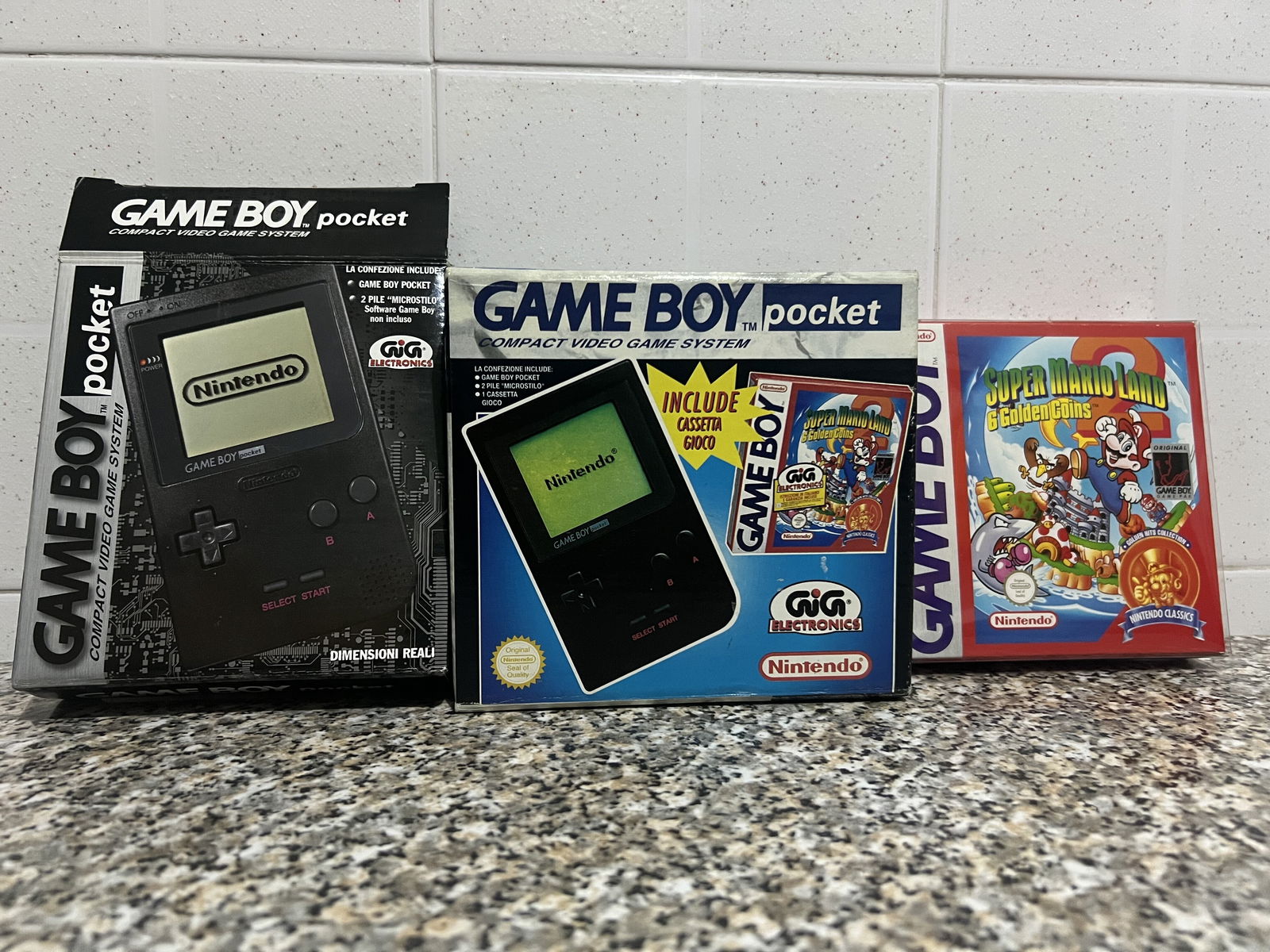  Nintendo Game Boy Pocket Black super Mario land 2 bundle [IT]