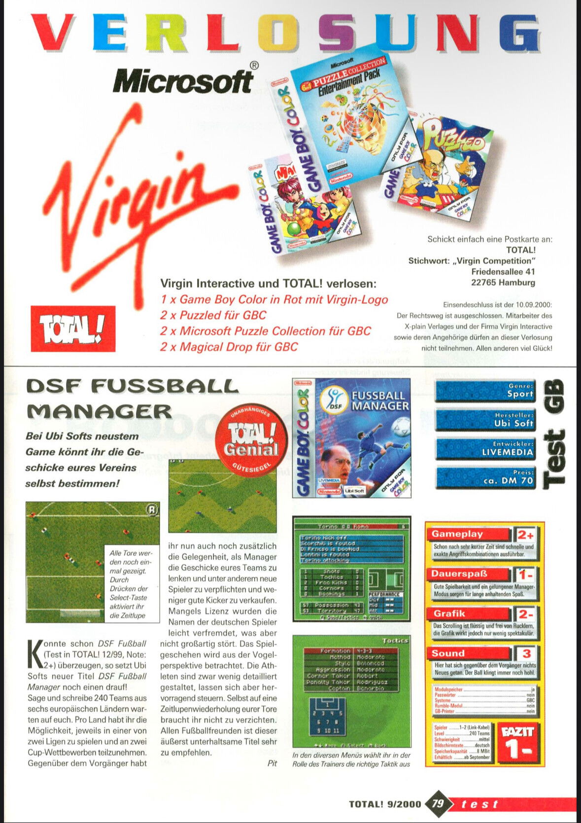 Nintendo Game Boy Color Virgin Interactive Total! Console