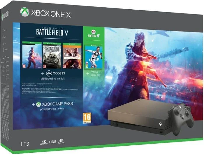  Microsoft Xbox One X Gold Rush Battlefield V + Fifa 19 Bundle