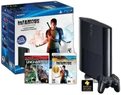 Sony PlayStation 3 Super Slim Infamous + Uncharted 1 & 2 Bundle