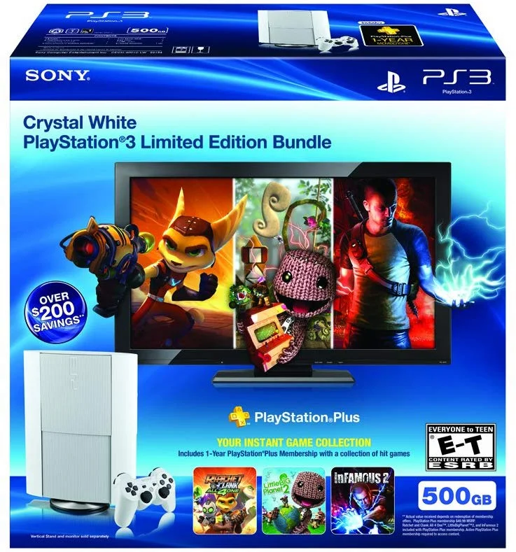  Sony PlayStation 3 Slim Crystal White Limited Edition Bundle