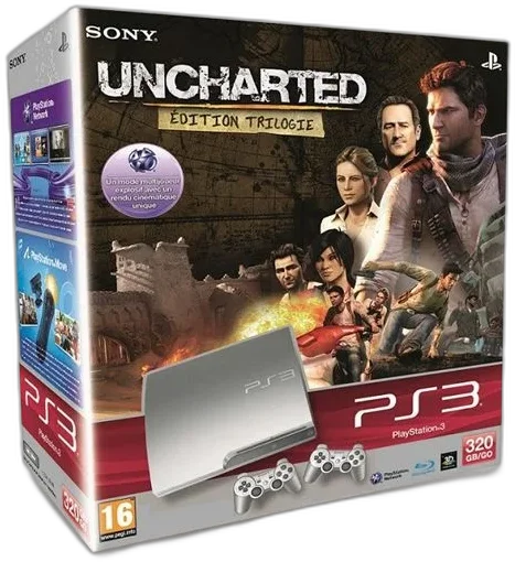  Sony PlayStation 3 Slim Uncharted Trilogy Silver Bundle