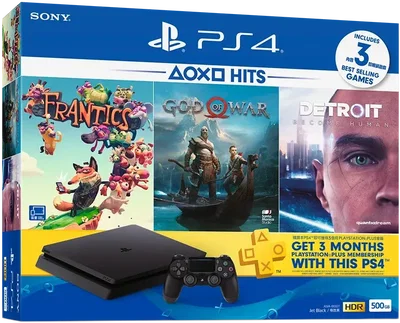 Sony PlayStation 4 Slim Frantics + God Of War + Detroit Bundle