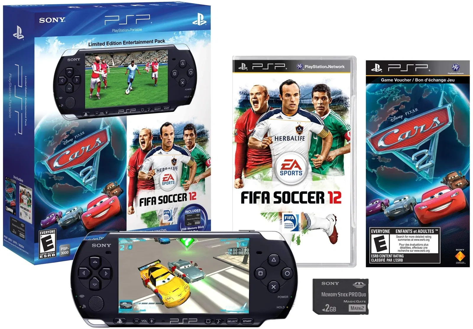  Sony PSP 3000 Cars 2 + Fifa Soccer 12 Bundle