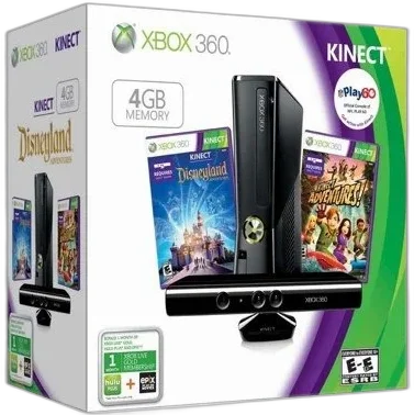  Microsoft Xbox 360 Slim DisneyLand + Kinect Adventures Bundle