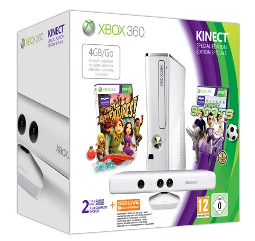  Microsoft Xbox 360 Kinect Adventures + Kinect Sports Bundle
