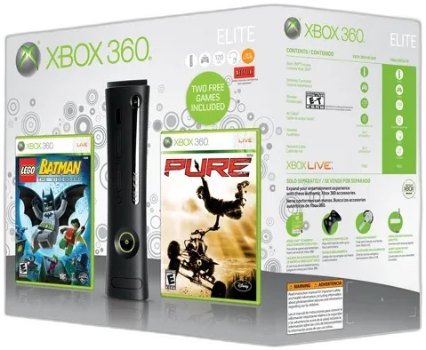  Microsoft Xbox 360 Elite Lego Batman + Pure Bundle