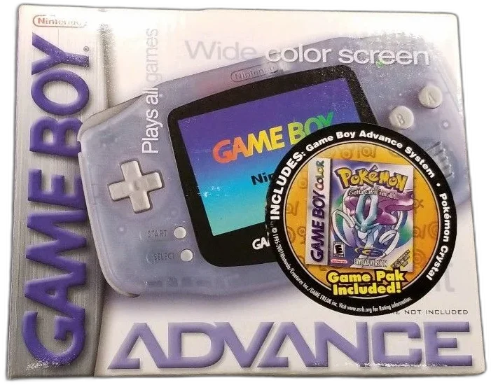  Nintendo Game Boy Advance Glacier Pokemon Crystal Bundle