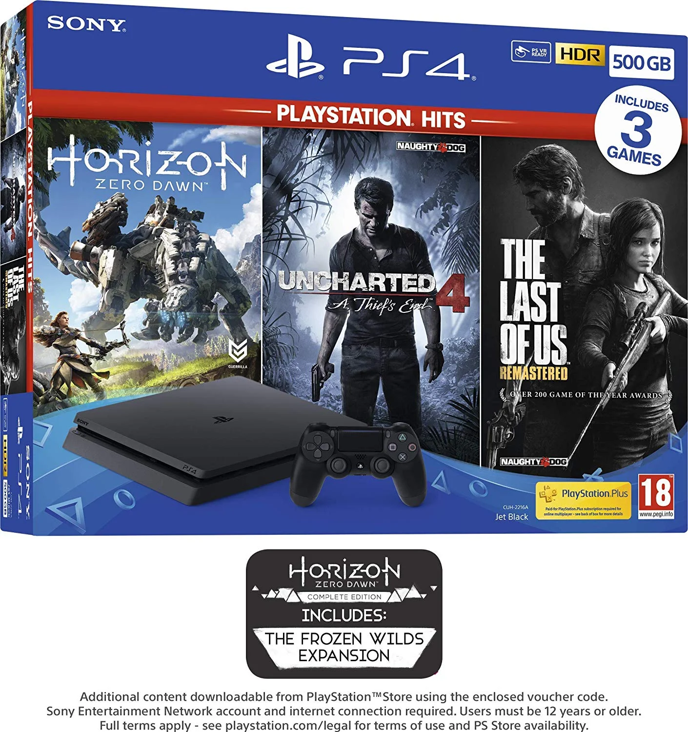 Sony PlayStation 4 Slim Horizon + Uncharted 4 + The last of Us Bundle