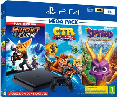 Sony Playstation 4 Slim Ratchet & Clank+ Spyro Reignited + Crash Team Racing Bundle