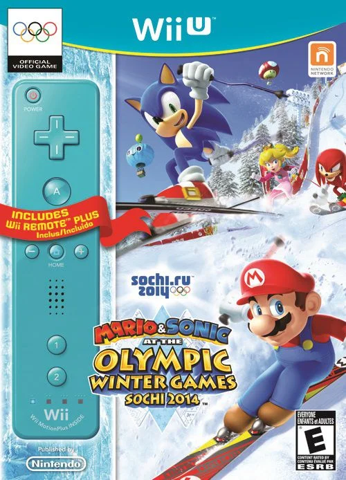  Nintendo Wii Mario &amp; Sonic Olympic Winter Games with Blue Wiimote Bundle
