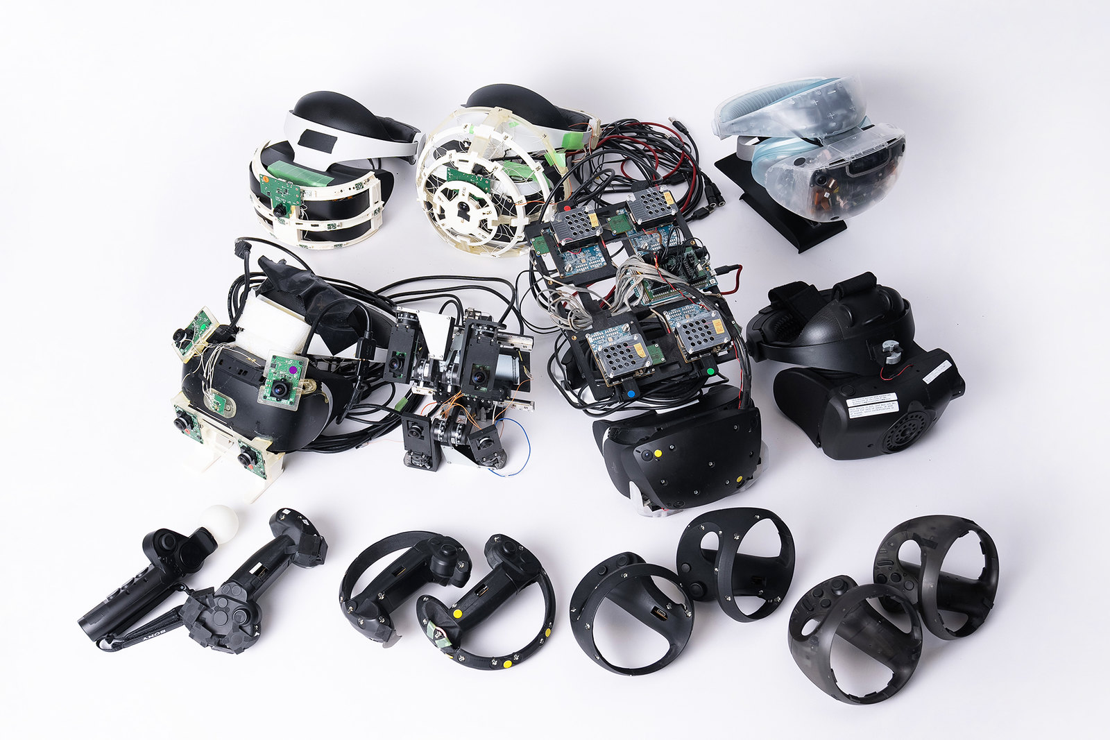All the prototypes for PS VR2 headset and the PS VR2 Sense controllers.