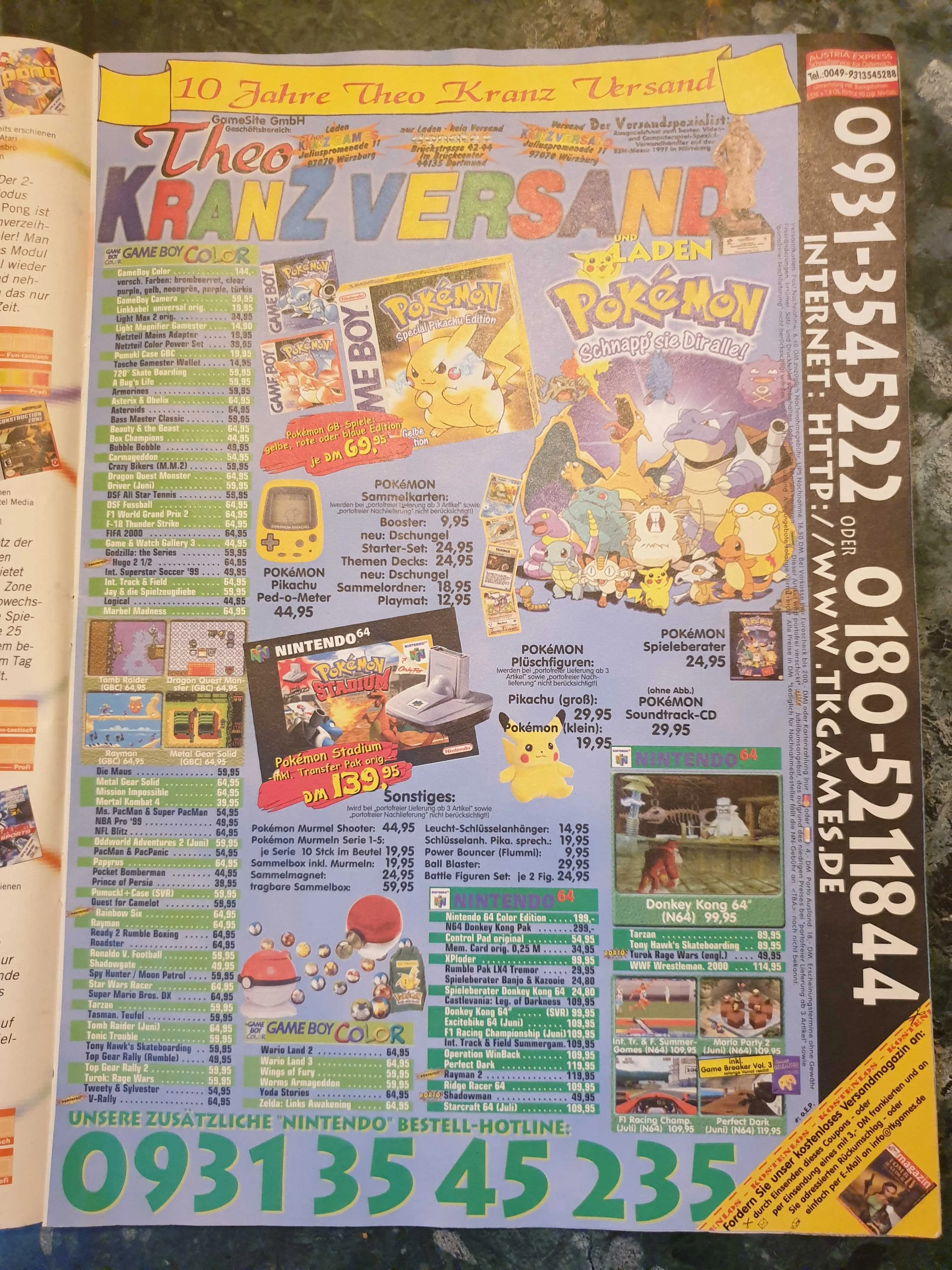 Order page from old Nintendo Magazine with Online Shop