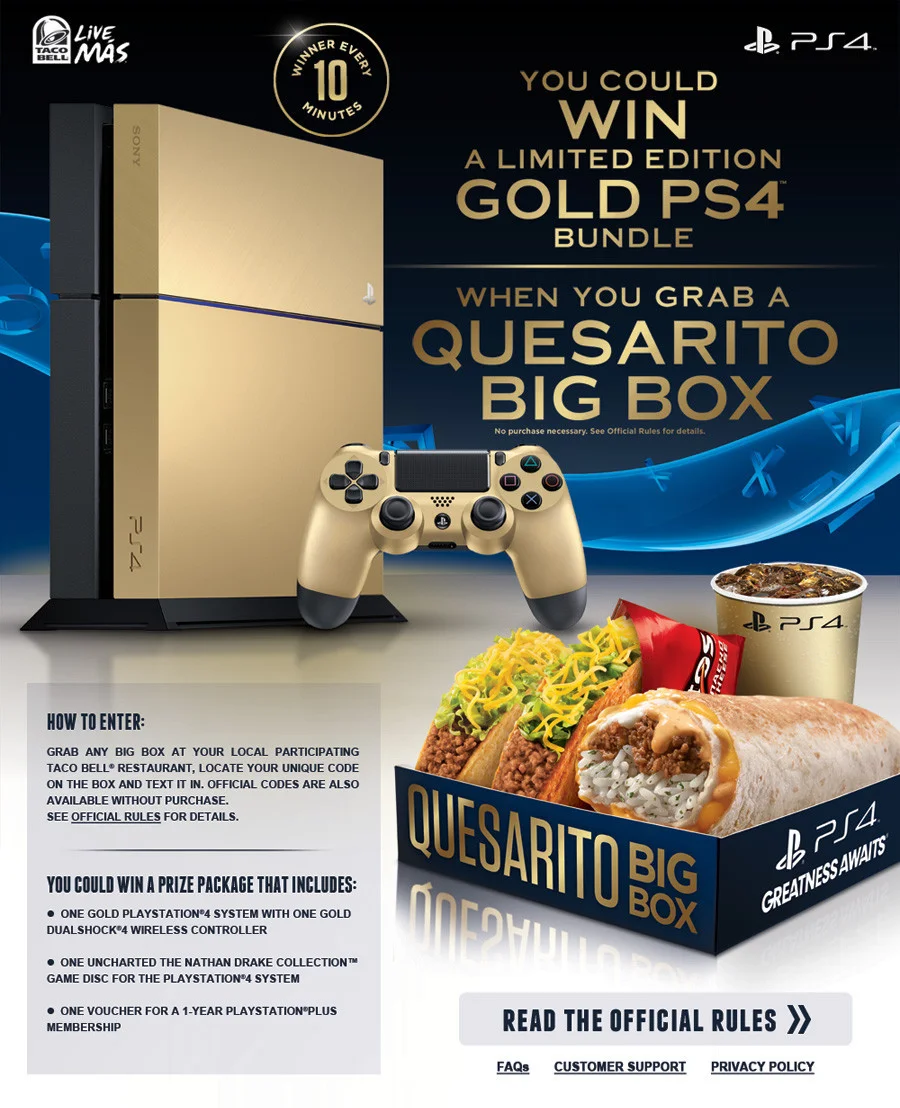 Playstation 4 Tacobell Golden Limited Edition
